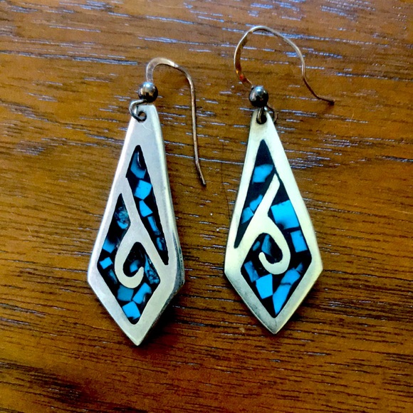 Sterling silver earrings with turquoise - Picture 1 of 1